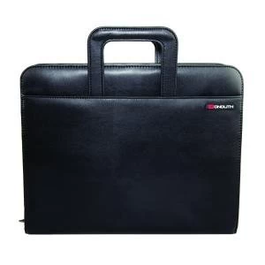 Image of Monolith Drop Handle Leather Look Ring Binder Black 2791