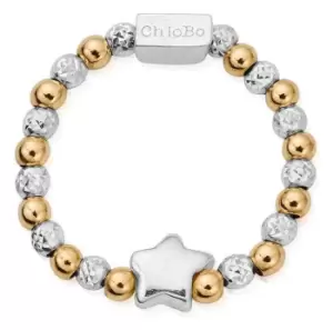 Image of ChloBo GMR2STAR Gold and Silver Mixed Metal Inset Star Ring Jewellery