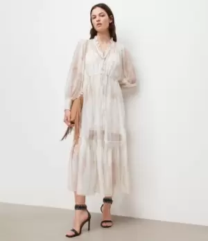 Image of AllSaints Womens Nisha Koura Maxi Dress, White, Size: 10