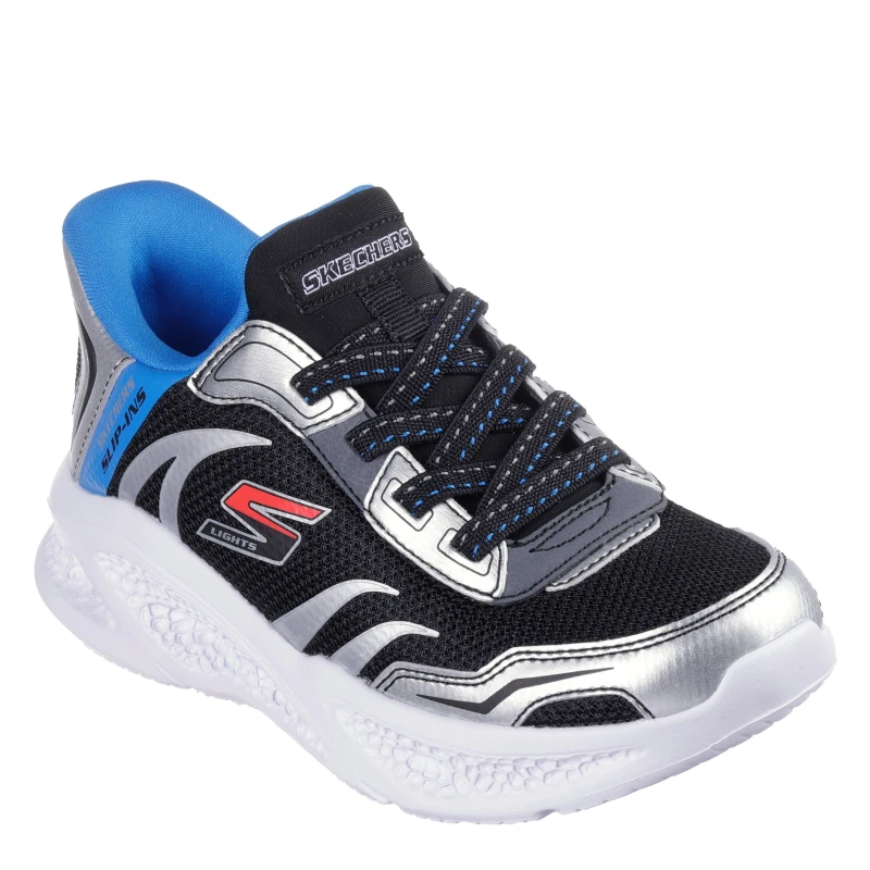 Image of Skechers Lighted Slip-Ins Sneaker W Air-Cool Slip On Trainers Unisex Kids Silver/Black unisex 3 (36)