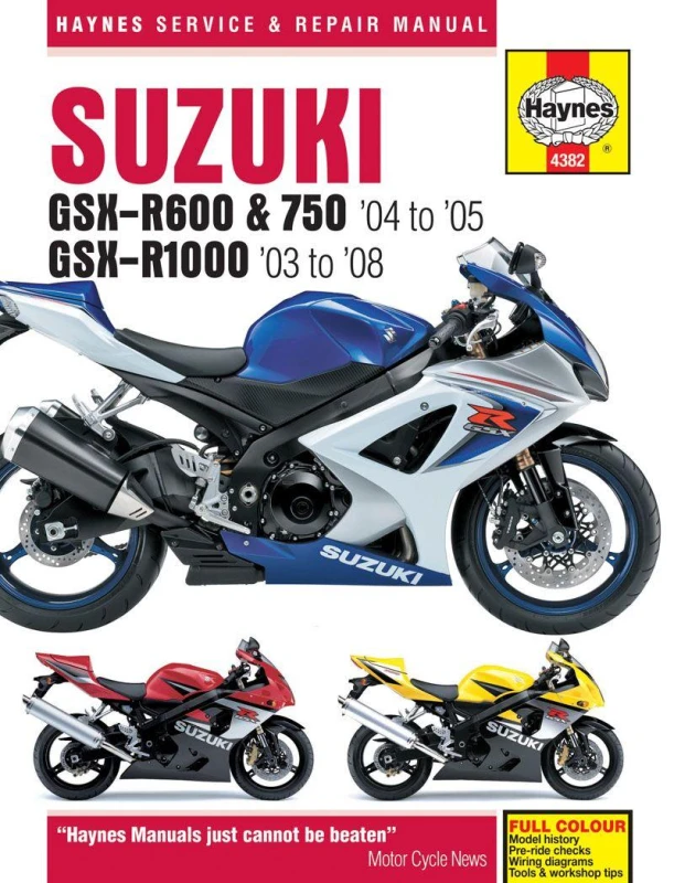Image of 4382 - Haynes Service Manual For Suzuki GSX-R 1000 2003-2008 4382