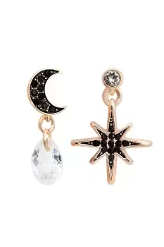 Image of Rose Gold And Jet Star Charm Earrings