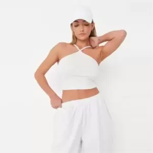 Image of Missguided Ribbed Halter Cami - Grey