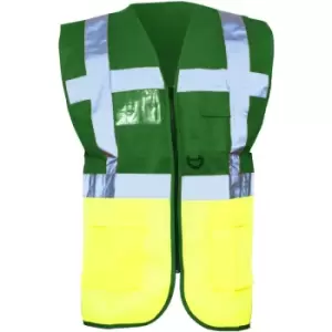 Image of Yoko Hi-Vis Premium Executive/Manager Waistcoat / Jacket (Pack of 2) (M) (Green/Hi Vis Yellow) - Green/Hi Vis Yellow