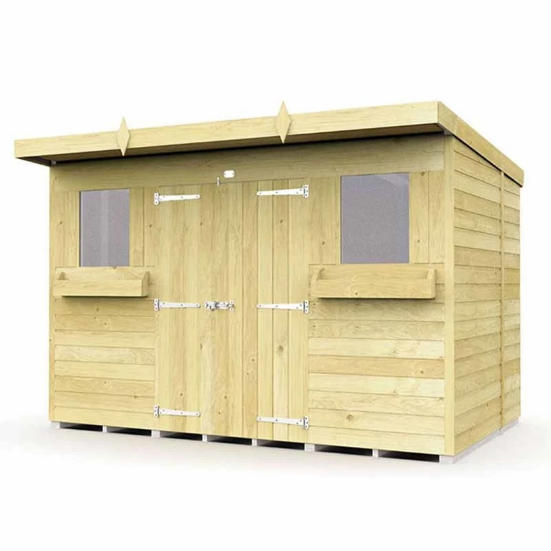 Image of Buttercup Farm 10 x 6 Feet Pent Summer Shed - Wood - L178 x W302 x H201cm in Brown Brown Unisex