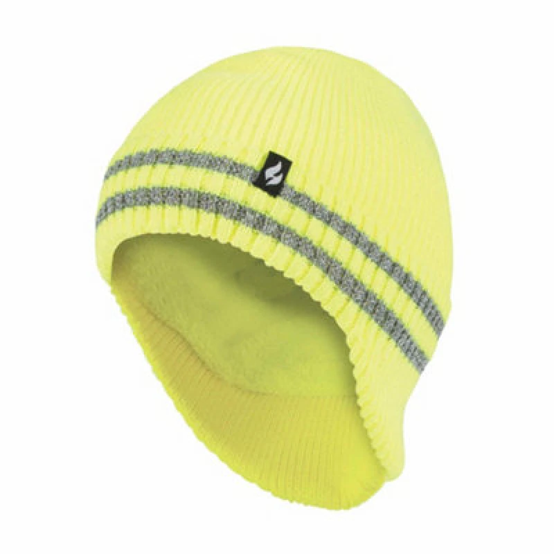 Image of Heat Holders Mens Hi Vis Drop Neck Hat With Reflective Stripe - One Size - Yellow