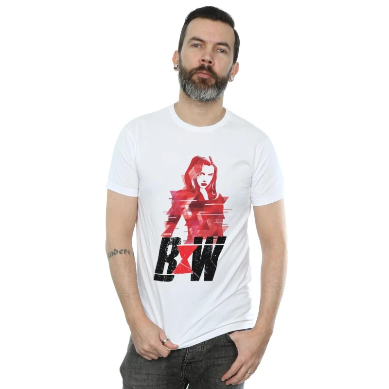 Image of Marvel Marvel Men Black Widow Movie Logo Artwork T-Shirt in White Size: Small White S Male 5059400883848