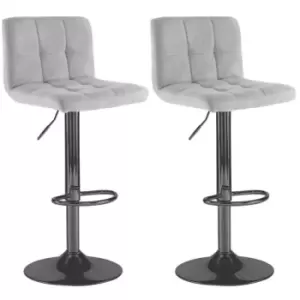 Image of Neo Grey Fabric Bar Stools With Matt Black Legs Set Of Two