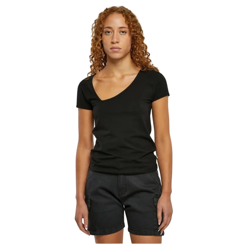 Image of Urban Classics Womens T-Shirt Urban Classics Organic Asymmetric Neckline Noir Female M