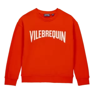 Image of Boys Crewneck Cotton Sweatshirt Vilebrequin Logo - Galvin - Red - Size 12 - Vilebrequin