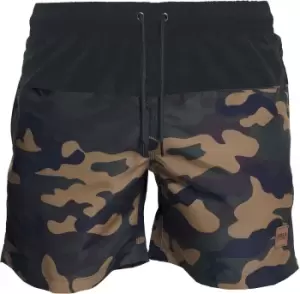 Image of Urban Classics Block Swim Shorts Swim Shorts woodland black