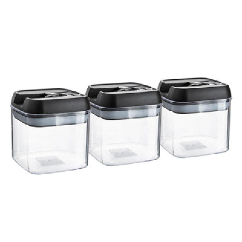 Image of Argon Tableware 3X Food Storage Containers - 500Ml - Black Airtight Plastic Storage Pantry Food Organiser With Flip Lock Lid