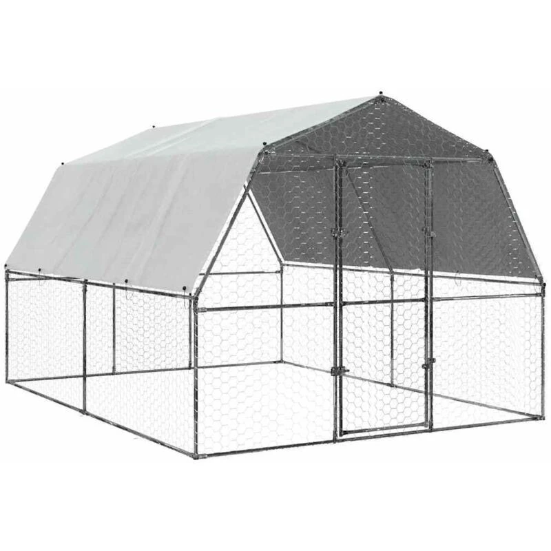Image of VIDAXL Vidaxl - Chicken Cage with Roof and Door Silver Galvanised Steel 8721102797934