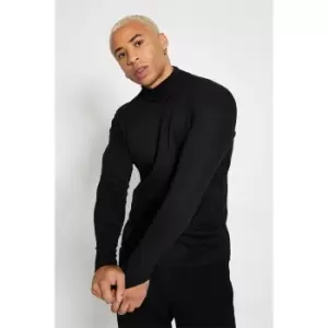 Image of I Saw It First Rib Muscle Fit High Neck Top - Black