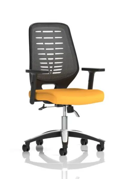 Image of Relay Relay Task Operator Chair Bespoke Colour Silver Back Senna Yellow With Height Adjustable Arms KCUP2077