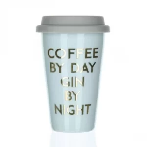 Image of Travel Mug Coffee By Day Gin By Night Light Grey 15cm