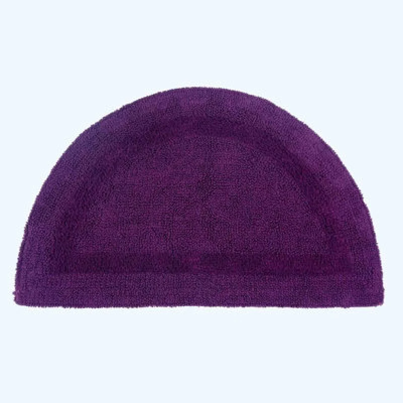 Image of Homescapes Luxury Reversible Semi Circle Bath Mat - Plum