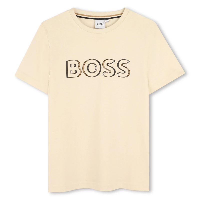Image of Boss Kids Bold Logo T-Shirt Vanille 21C male 12 Yrs