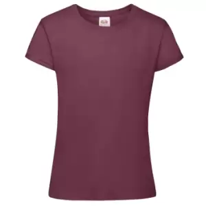 Image of Fruit Of The Loom Girls Sofspun Short Sleeve T-Shirt (Pack of 2) (3-4) (Burgundy)