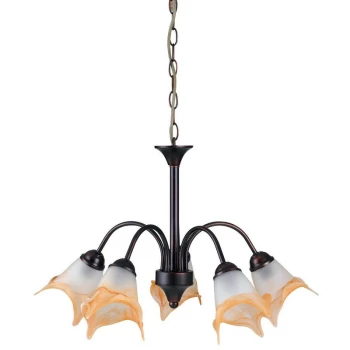 Image of Fan Europe Lighting - Fan Europe 5 Light Multi Arm Pendant Ceiling Light Rust 60x55cm