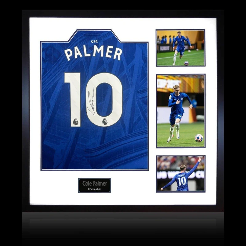 Image of The Fan Cave Cole Palmer Signed Chelsea 25/26 Shirt Elite Frame Blue unisex 820mm x 82