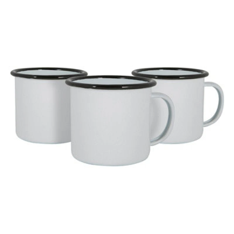 Image of Argon Tableware White Enamel Mugs - 375Ml - Black - Pack Of 6