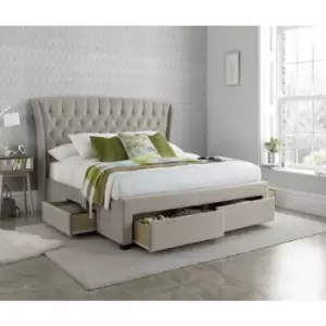 Image of Bedmaster - Newton Warm Stone Velvet 4 Drawer Storage Bed Kingsize