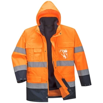 Image of Portwest - S162ONRM - sz M Hi-Vis Lite 3 in 1 Jacket - Orange/Navy