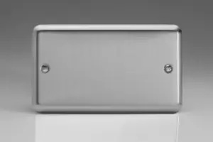 Image of Varilight Classic Double Blank Plate with Black Inserts (Double XSDB) - Matt Chrome - XSDB