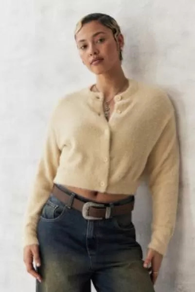 Image of Levis Ecru Fluffy Knit Cat Cardigan - Cream XS at Urban Outfitters