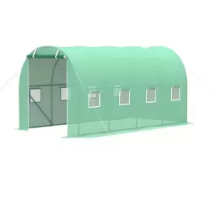 Image of Walk in Polytunnel Outdoor Garden Greenhouse with Windows and Doors (4 x 2M) - Outsunny