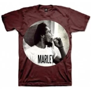 Image of Bob Marley Smokin Circle Mens T Shirt: Burgundy Medium