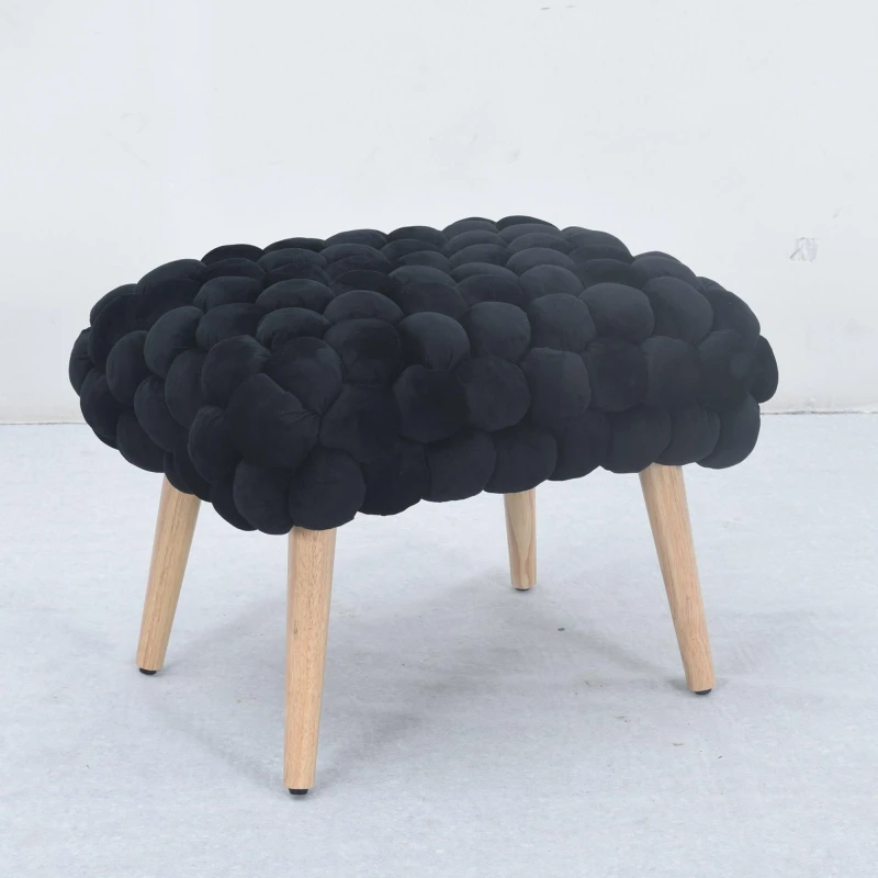 Image of Artemis Home Cushla Bubbly Velvet Small Footstool in Black Unisex