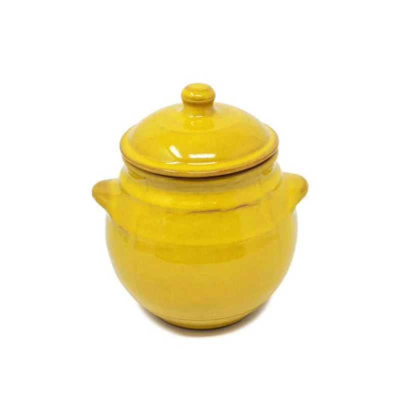 Image of Verano Spanish Ceramics Selena Hand Dipped Glaze Ceramic Kitchen Dining Storage Jar W/lid (H) 23Cm Yellow