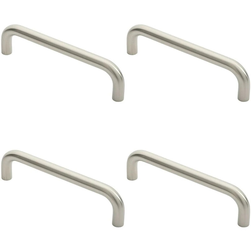 Image of Loops 4x Round D Bar Pull Handle 244 x 19mm 225mm Fixing Centres Satin Stainless Steel Metallics unisex