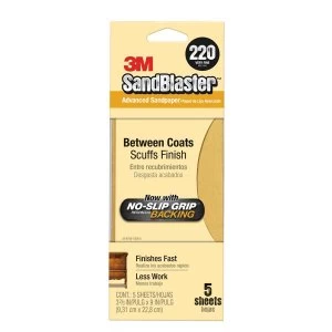 Image of Sandblaster 220-Grit No-Slip Grip Backing Sandpaper - 5 Pack