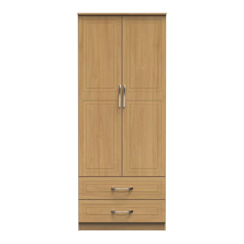 Image of Ready Assembled 2 U Oxford 2 Door 2 Drawer Wardrobe (Ready Assembled) in Light Oak Light Oak Unisex