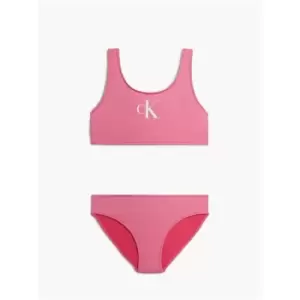 Image of Calvin Klein Girls Monogram Bralette Bikini Set - Pink
