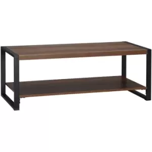 Image of Industrial Coffee Table, Cocktail Table w/ Storage Shelf, Brown - Brown - Homcom