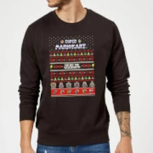 Image of Nintendo Super Mario Mario Kart Here We Go Black Christmas Sweatshirt - M - Black