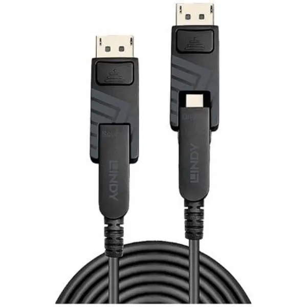 Image of Lindy 30m Fibre Optic Hybrid Mini DisplayPort 1.4 Cable with Detachabl