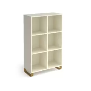 Image of Cairo cube storage unit 1370mm high with 6 open boxes and sleigh frame legs - white