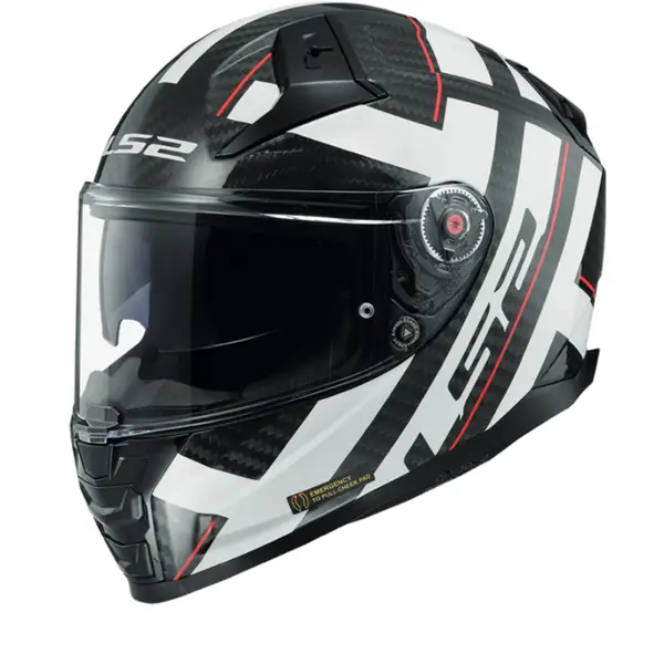Image of LS2 FF811 Vector II Carbon Strong Glossy White Full Face Helmet Size 2XL