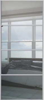 Image of Wickes Sliding Wardrobe Door Silver Framed Four Panel Mirror - 2220 x 610mm