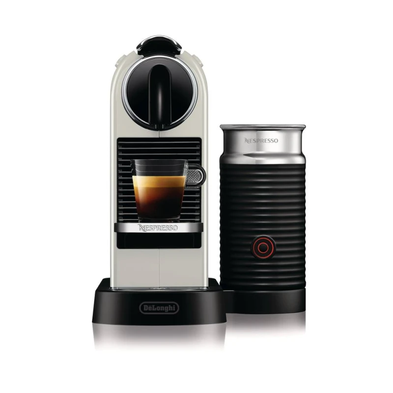 Image of DeLonghi Nespresso Citiz Espresso Coffee Machine with Aeroccino Milk Frother White - White