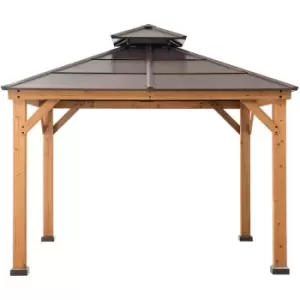 Image of Sunjoy - Cedar wood Gazebo paps in Brown - 335cm x 335cm
