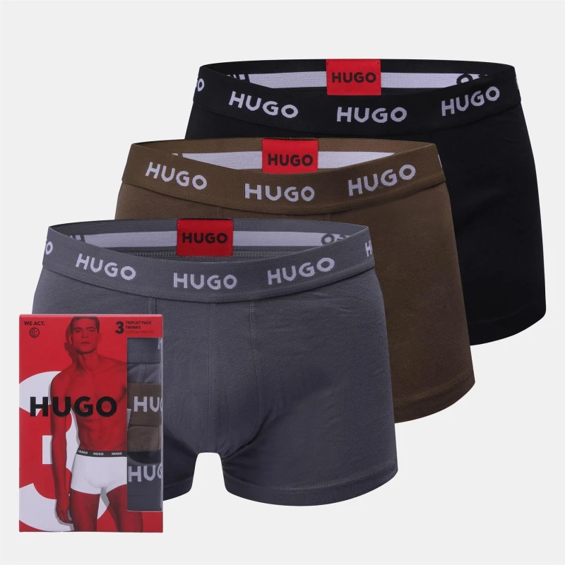 Image of Hugo 3 Pack of Trunks Multi Colour male 2XL