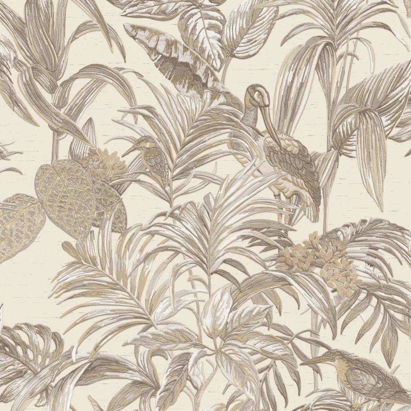 Image of Design ID DID Bird of Paradise Beige & Gold Wallpaper Wallpaper One Size Multi 40897769000