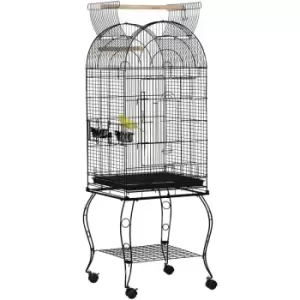 Image of PawHut 1.53(m) Bird Cage, Parrot Finch Macaw Conure w/ Perch, Wheels, Stand - Black