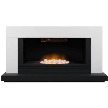 Image of Carrera Fireplace Suite in Pure White & Charcoal Grey, 48" - Adam